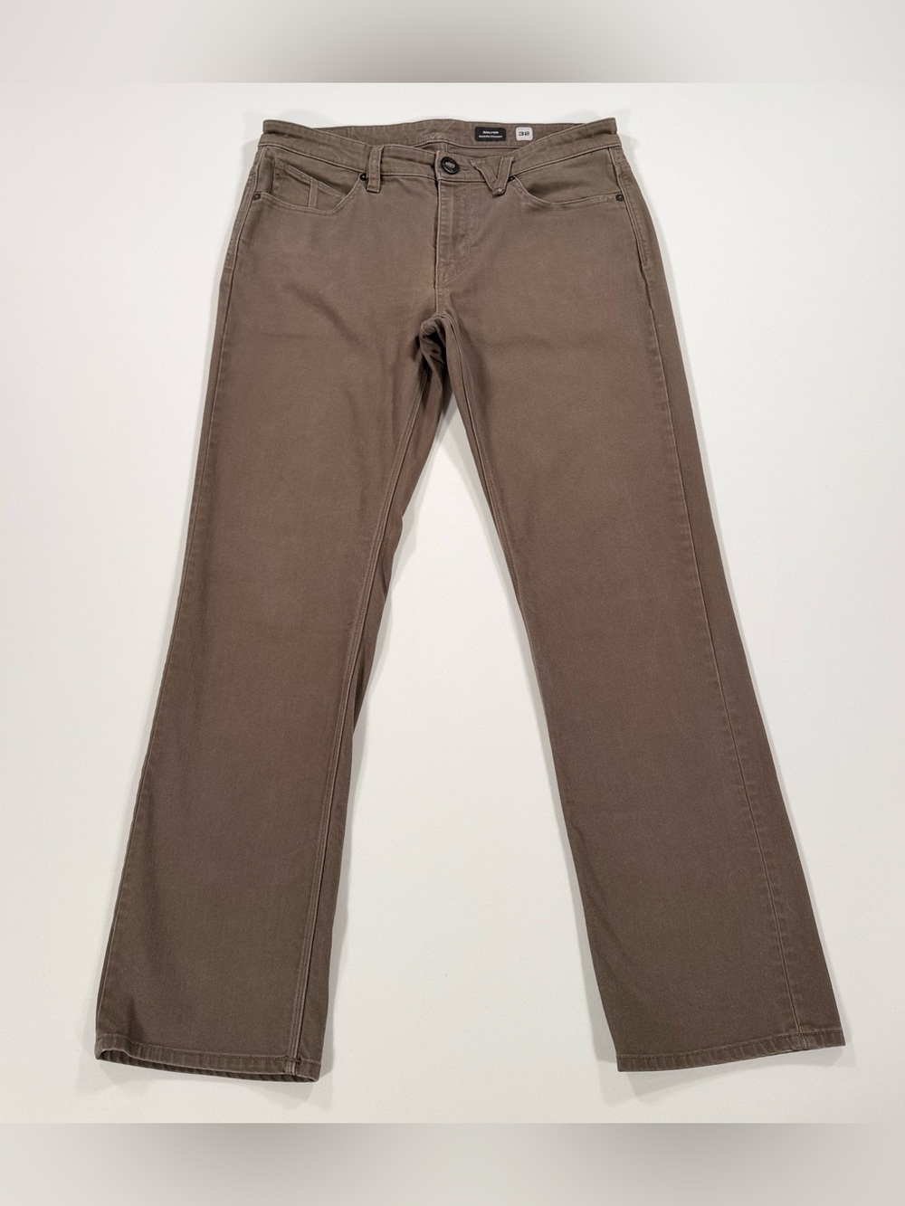 Volcom Solver Modern Straight Mens Stretch Pants Brown Size 32 (Fits 34x30)